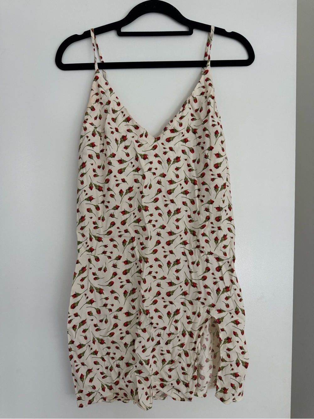Reformation Cream Slip Dress with Red Floral Print - Picture 1 of 3